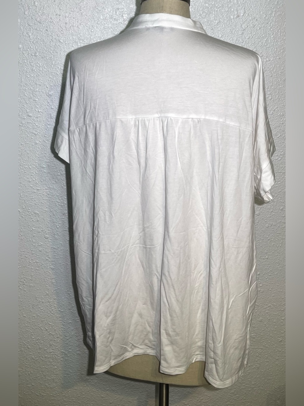Eileen fisher women’s White fine jersey band collar blouse size 2X - Picture 5 of 10